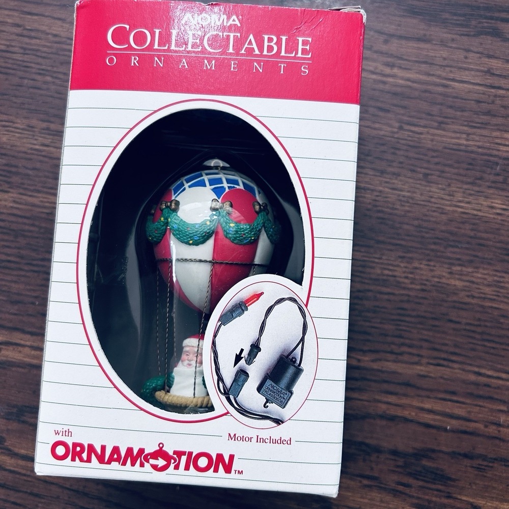 NOMA Collectible Ornaments Santa Hot Air Balloon Ornamotion Motorized Vintage